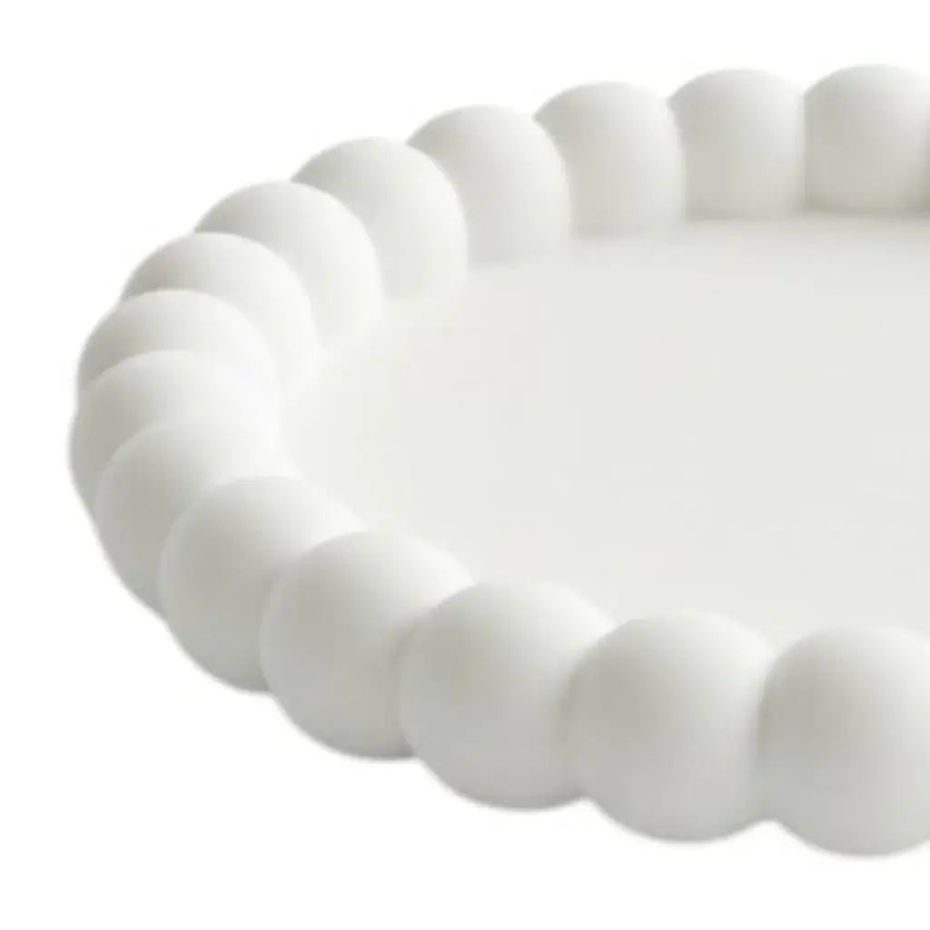 6" White Resin Handmade Round Trinket Tray - Homeroots - Flyclothing LLC