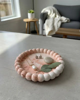 6" Pink And White Resin Marbleized Handmade Round Trinket Tray - Homeroots - Flyclothing LLC