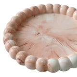 6" Pink And White Resin Marbleized Handmade Round Trinket Tray - Homeroots - Flyclothing LLC