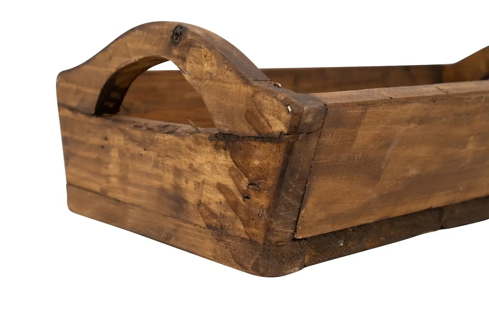 20" Brown Reclaimed Wood Handmade Serving Tray With Handles - Homeroots - Flyclothing LLC