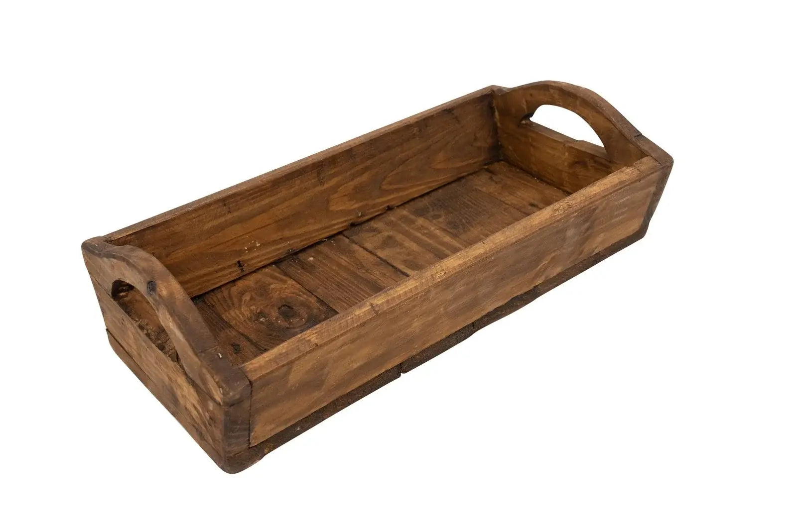 20" Brown Reclaimed Wood Handmade Serving Tray With Handles - Homeroots - Flyclothing LLC