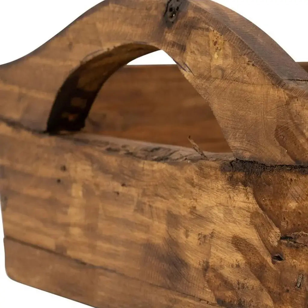 20" Brown Reclaimed Wood Handmade Serving Tray With Handles - Homeroots - Flyclothing LLC