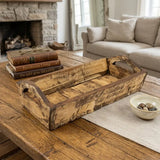 20" Antiqued White And Brown Reclaimed Wood Handmade Serving Tray With Handles - Homeroots - Flyclothing LLC