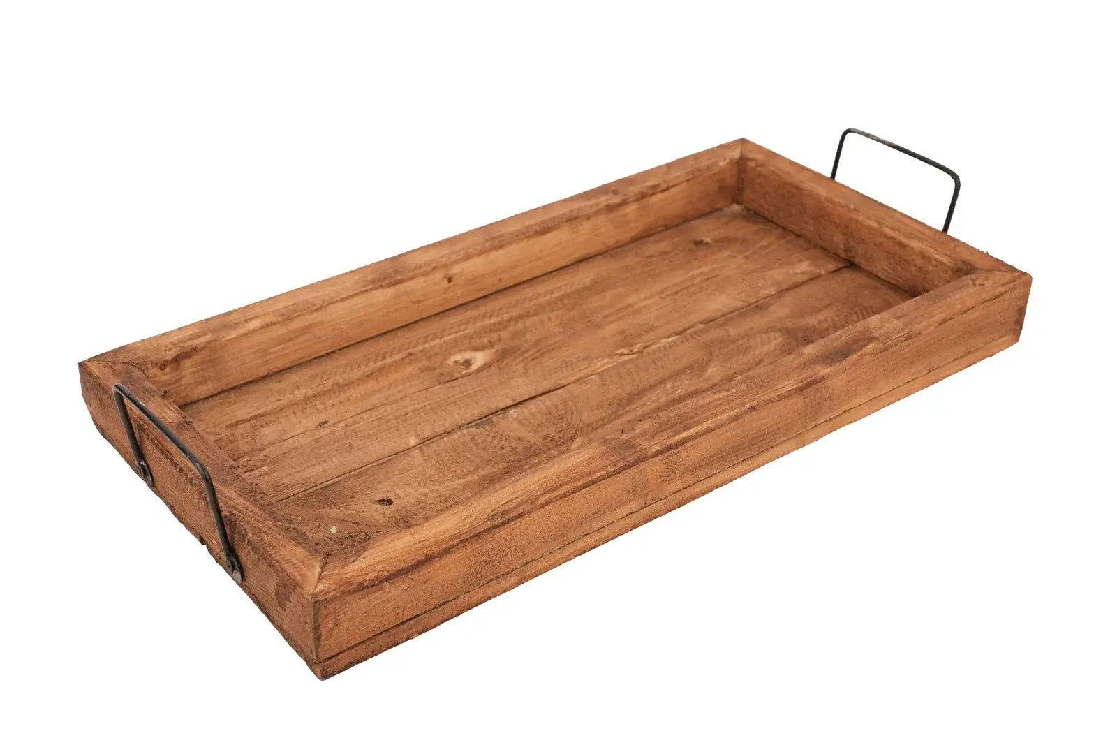 21" Natural Solid Wood Handmade Serving Tray With Handles - Homeroots - Flyclothing LLC
