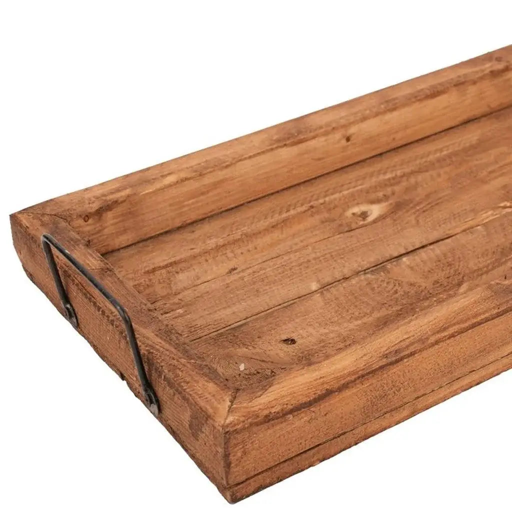 21" Natural Solid Wood Handmade Serving Tray With Handles - Homeroots - Flyclothing LLC