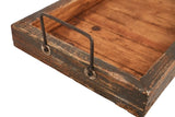 21" Gray And Natural Solid Wood Handmade Serving Tray With Handles - Homeroots - Flyclothing LLC