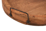 15" Natural Solid Wood Handmade Round Serving Tray With Handles - Homeroots - Flyclothing LLC