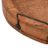 15" Natural Solid Wood Handmade Round Serving Tray With Handles - Homeroots - Flyclothing LLC