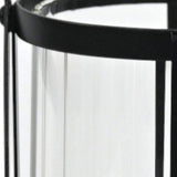 9" Clear And Black Glass And Metal Tabletop Lantern Candle Holder - HomeRoots - Flyclothing LLC