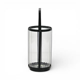9" Clear And Black Glass And Metal Tabletop Lantern Candle Holder - HomeRoots - Flyclothing LLC