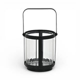 5" Clear And Black Glass And Metal Tabletop Lantern Candle Holder - HomeRoots - Flyclothing LLC