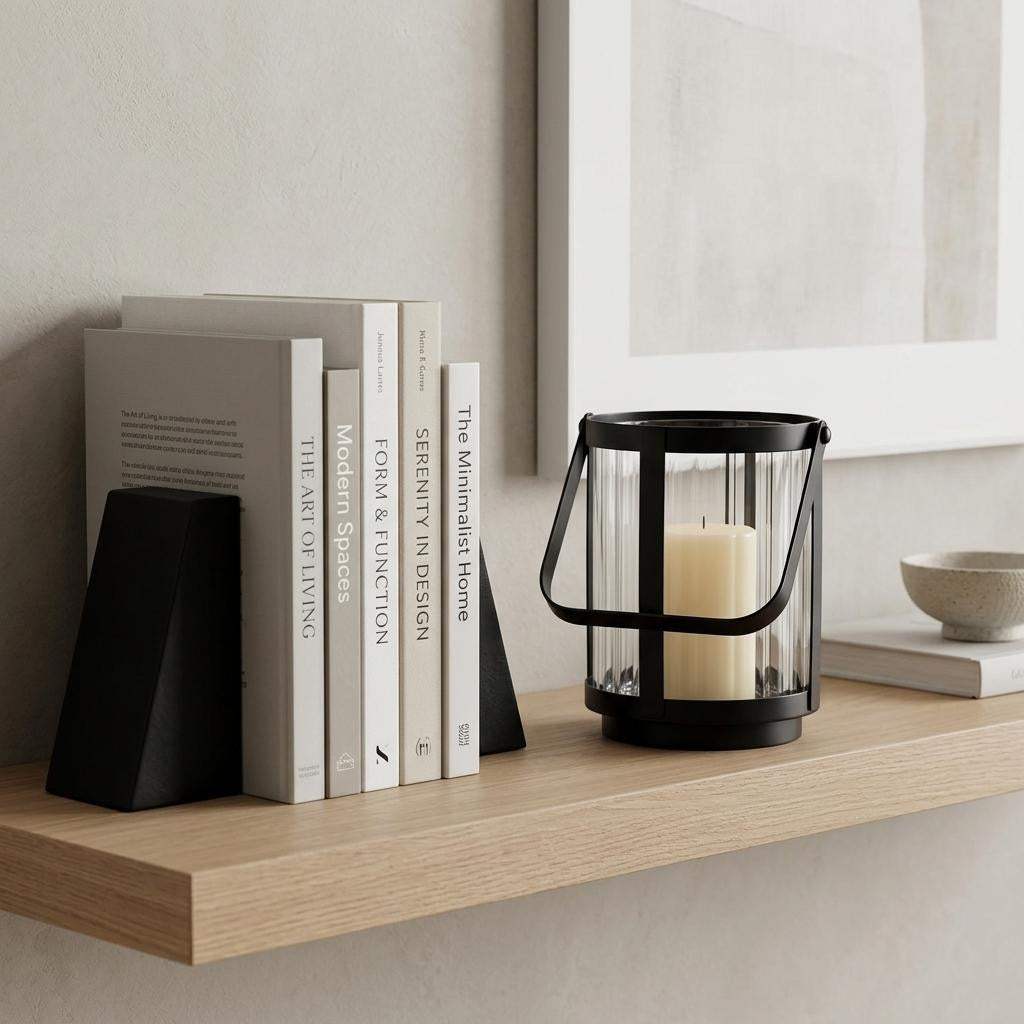 5" Clear And Black Glass And Metal Tabletop Lantern Candle Holder - HomeRoots - Flyclothing LLC