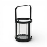 5" Clear And Black Glass And Metal Tabletop Lantern Candle Holder - HomeRoots - Flyclothing LLC