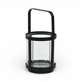 5" Clear And Black Glass And Metal Tabletop Lantern Candle Holder - HomeRoots - Flyclothing LLC