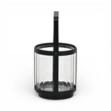 5" Clear And Black Glass And Metal Tabletop Lantern Candle Holder - HomeRoots - Flyclothing LLC