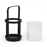 5" Clear And Black Glass And Metal Tabletop Lantern Candle Holder - HomeRoots - Flyclothing LLC