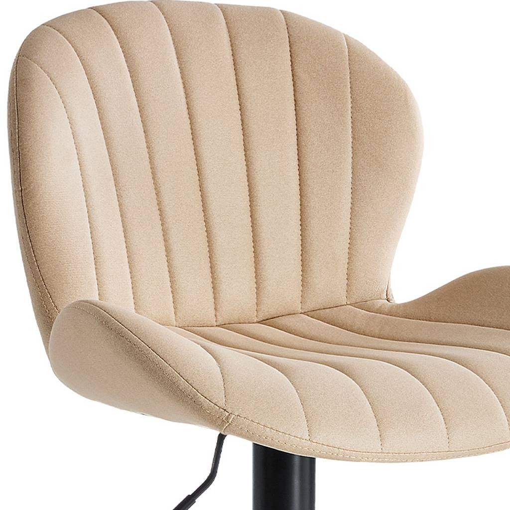 Set of Two Beige and Black Faux Leather and Aluminum Adjustable Height Swivel Bar Chairs - HomeRoots - Flyclothing LLC