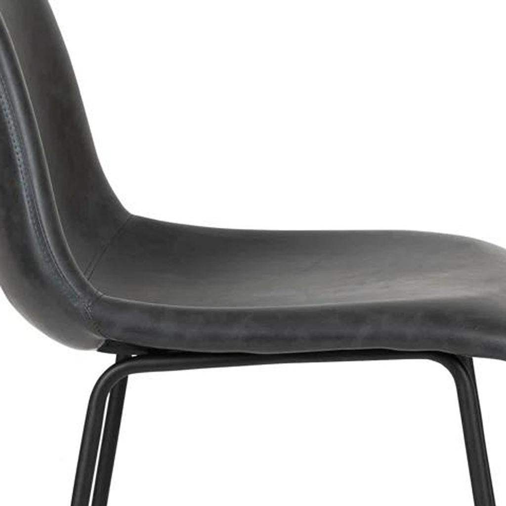 Set of Two 26" Black Faux Leather and Aluminum Counter Height Bar Chairs - HomeRoots - Flyclothing LLC