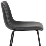 Set of Two 26" Black Faux Leather and Aluminum Counter Height Bar Chairs - HomeRoots - Flyclothing LLC