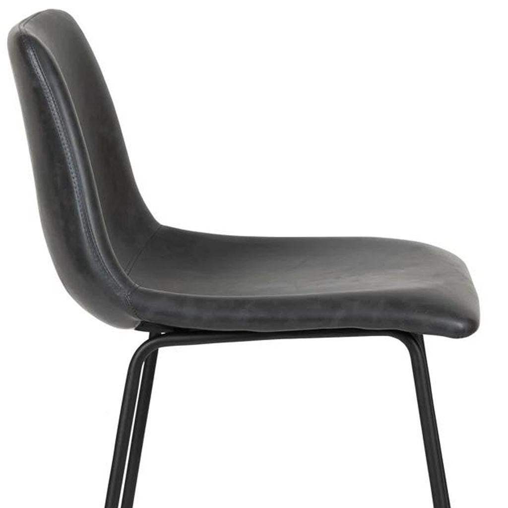 Set of Two 26" Black Faux Leather and Aluminum Counter Height Bar Chairs - HomeRoots - Flyclothing LLC