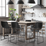 Set of Two 26" Black Faux Leather and Aluminum Counter Height Bar Chairs - HomeRoots - Flyclothing LLC