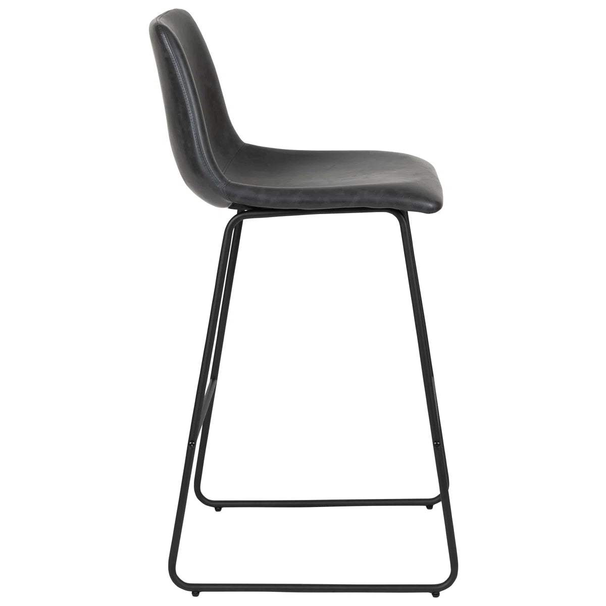 Set of Two 26" Black Faux Leather and Aluminum Counter Height Bar Chairs - HomeRoots - Flyclothing LLC