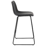 Set of Two 26" Black Faux Leather and Aluminum Counter Height Bar Chairs - HomeRoots - Flyclothing LLC