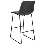 Set of Two 26" Black Faux Leather and Aluminum Counter Height Bar Chairs - HomeRoots - Flyclothing LLC