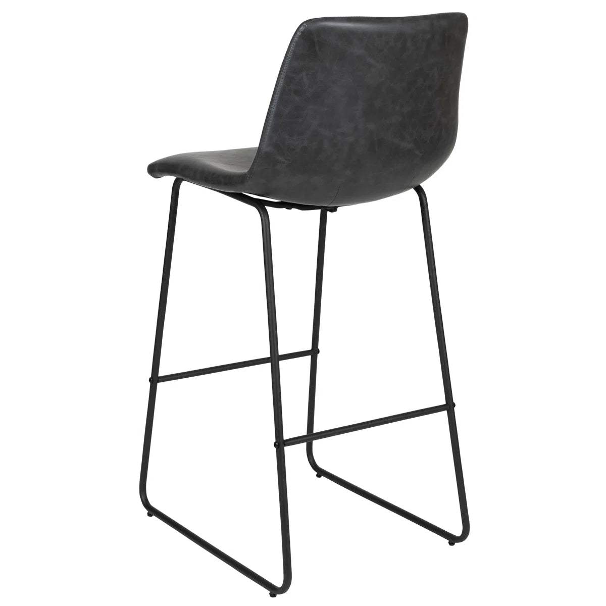 Set of Two 26" Black Faux Leather and Aluminum Counter Height Bar Chairs - HomeRoots - Flyclothing LLC