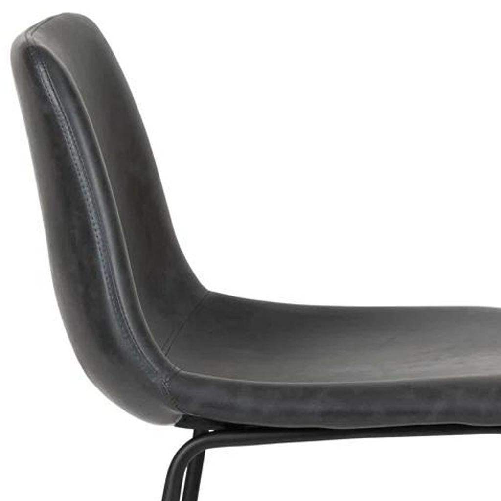 Set of Two 29" Black Faux Leather and Aluminum Bar Height Bar Chairs - HomeRoots - Flyclothing LLC