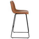 Set of Two 26" Brown and Black Faux Leather and Aluminum Counter Height Bar Chairs - HomeRoots - Flyclothing LLC