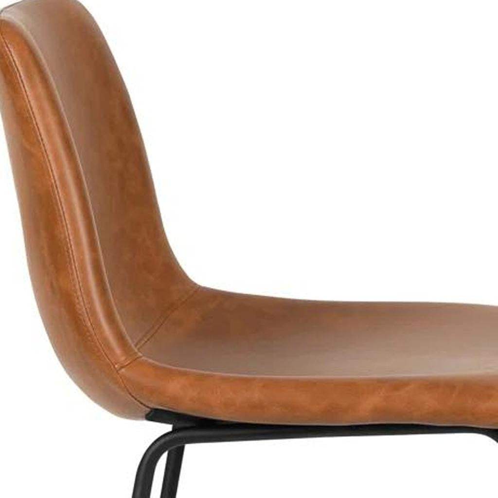Set of Two 29" Brown and Black Faux Leather and Aluminum Bar Height Bar Chairs - HomeRoots - Flyclothing LLC