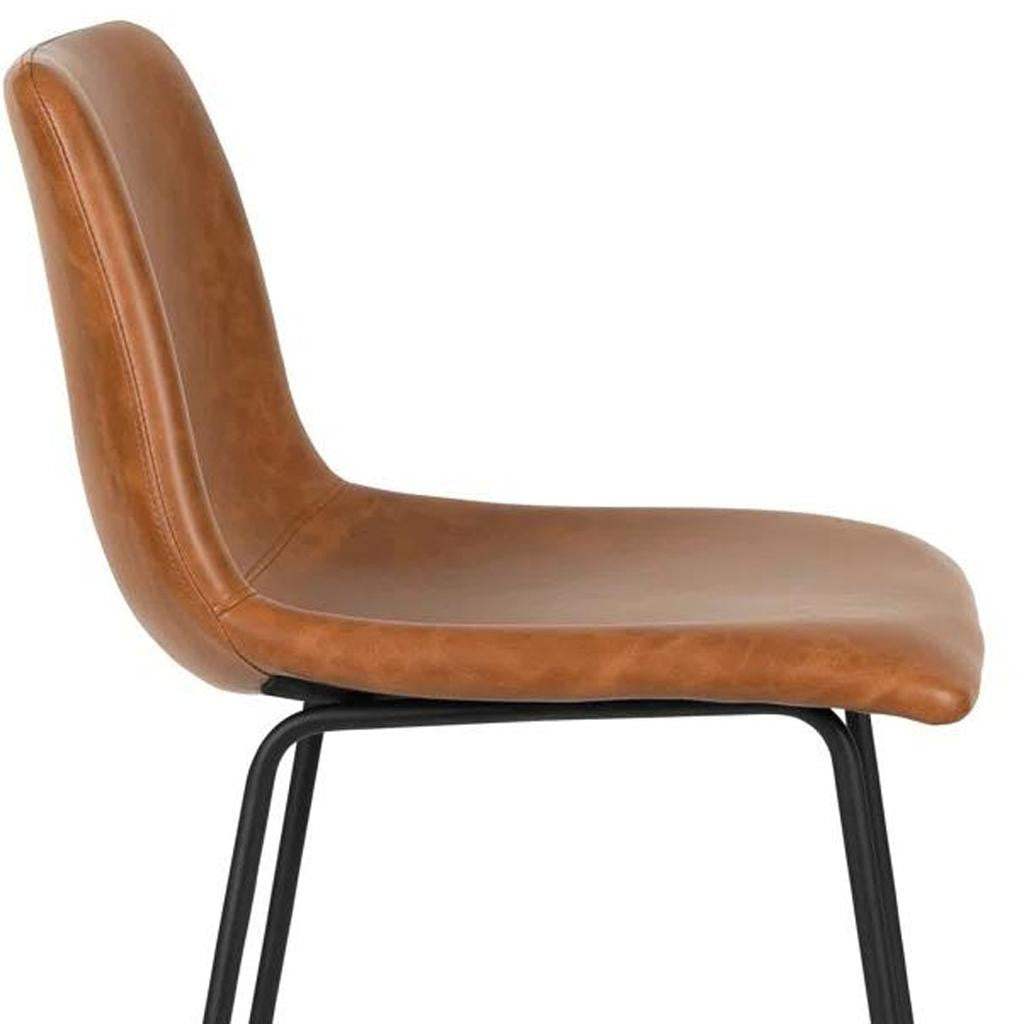 Set of Two 29" Brown and Black Faux Leather and Aluminum Bar Height Bar Chairs - HomeRoots - Flyclothing LLC