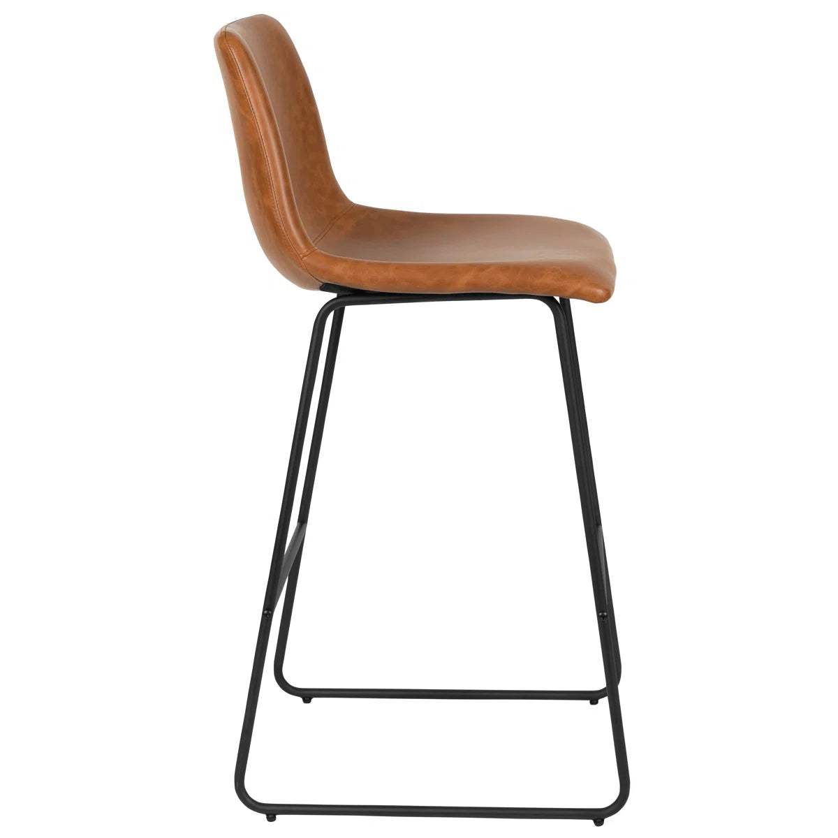 Set of Two 29" Brown and Black Faux Leather and Aluminum Bar Height Bar Chairs - HomeRoots - Flyclothing LLC