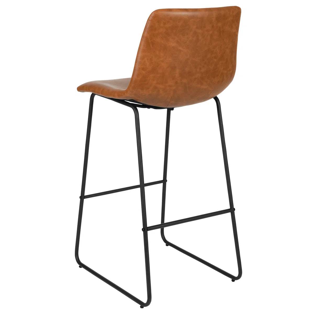 Set of Two 29" Brown and Black Faux Leather and Aluminum Bar Height Bar Chairs - HomeRoots - Flyclothing LLC