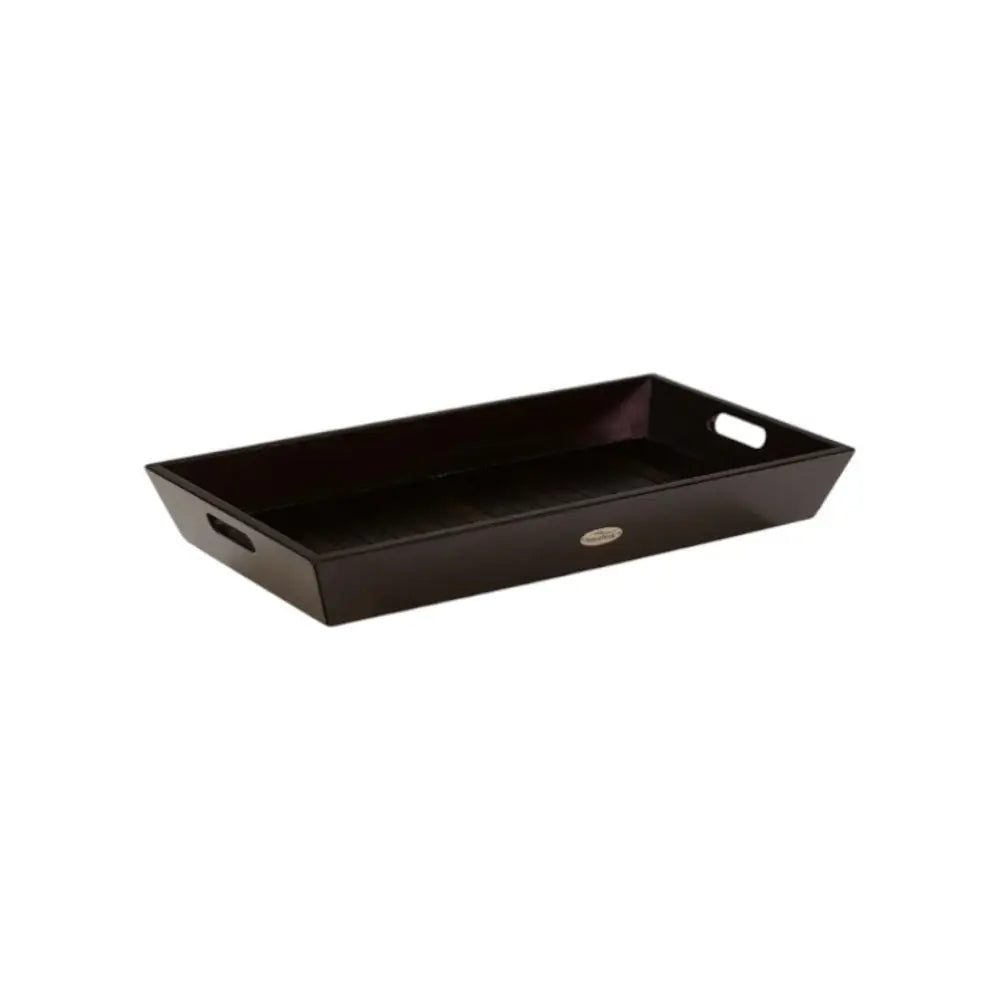 26" Black Solid Wood Handmade Serving Tray With Handles - Homeroots - Flyclothing LLC