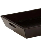 26" Black Solid Wood Handmade Serving Tray With Handles - Homeroots - Flyclothing LLC