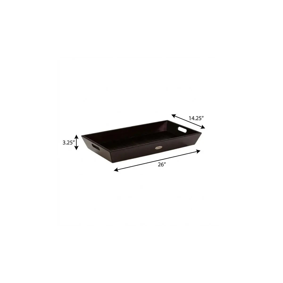 26" Black Solid Wood Handmade Serving Tray With Handles - Homeroots - Flyclothing LLC