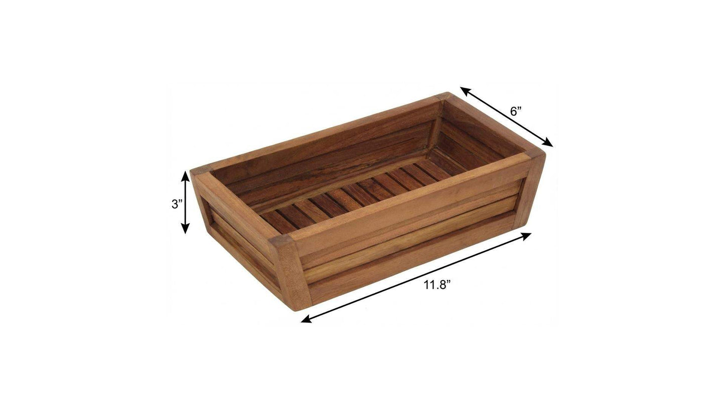 12" Brown Solid Wood Organizing Box - HomeRoots - Flyclothing LLC