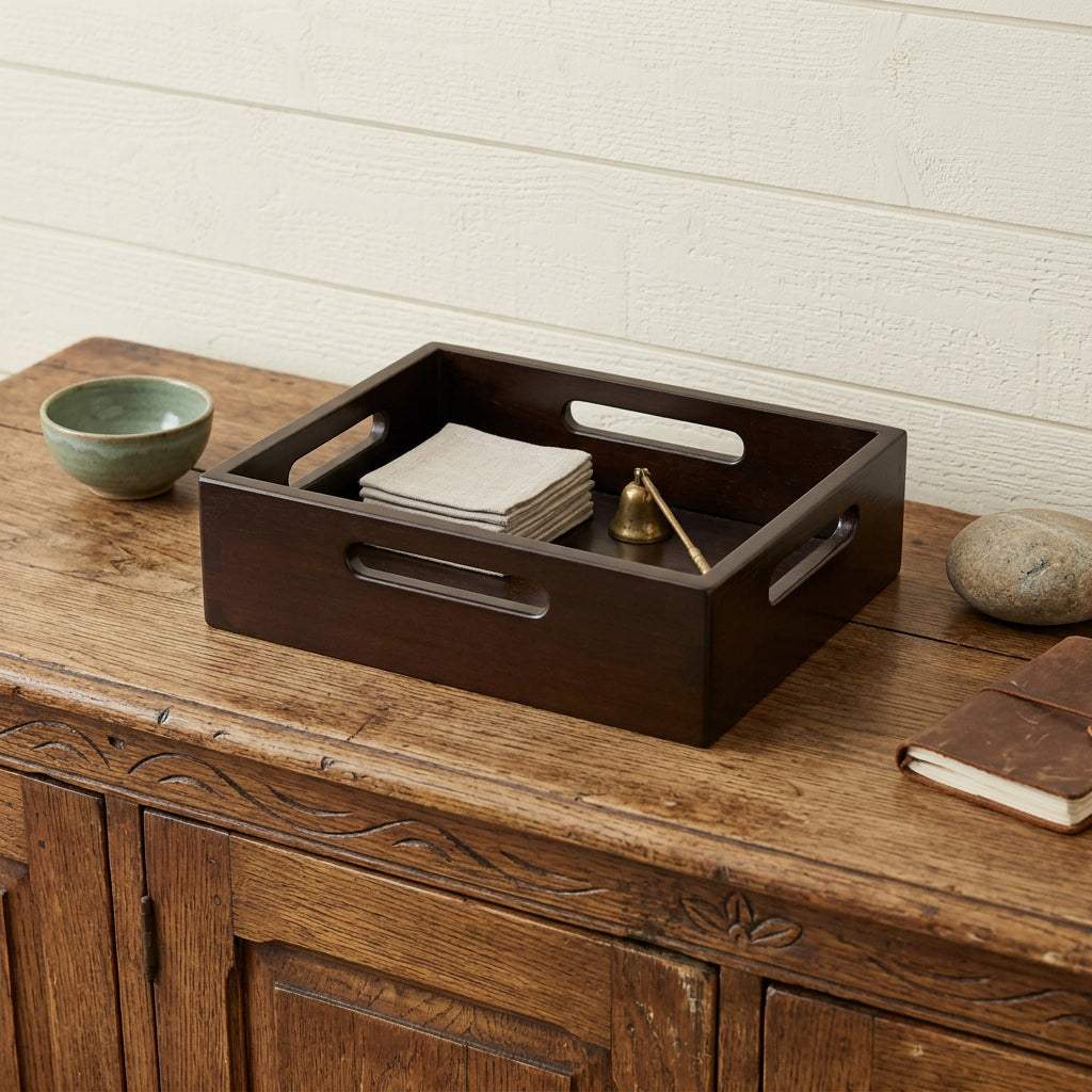 13" Black Solid Wood Organizing Box - HomeRoots - Flyclothing LLC