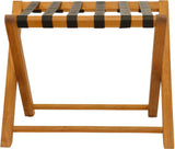 Natural Solid Wood Folding Luggage Rack With Black Straps - Homeroots - Flyclothing LLC