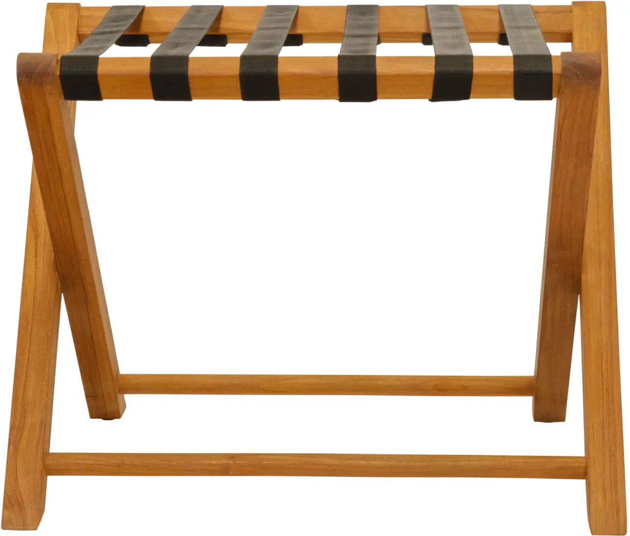 Natural Solid Wood Folding Luggage Rack With Black Straps - Homeroots - Flyclothing LLC