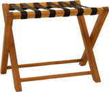 Natural Solid Wood Folding Luggage Rack With Black Straps - Homeroots - Flyclothing LLC
