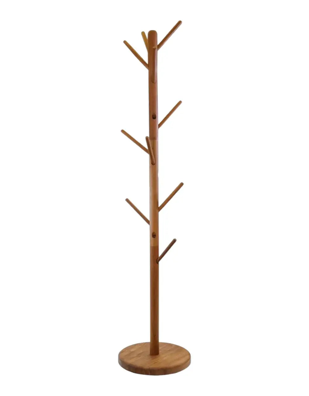 67" Brown Solid Wood Ten Hook Freestanding Coat Rack - Homeroots - Flyclothing LLC