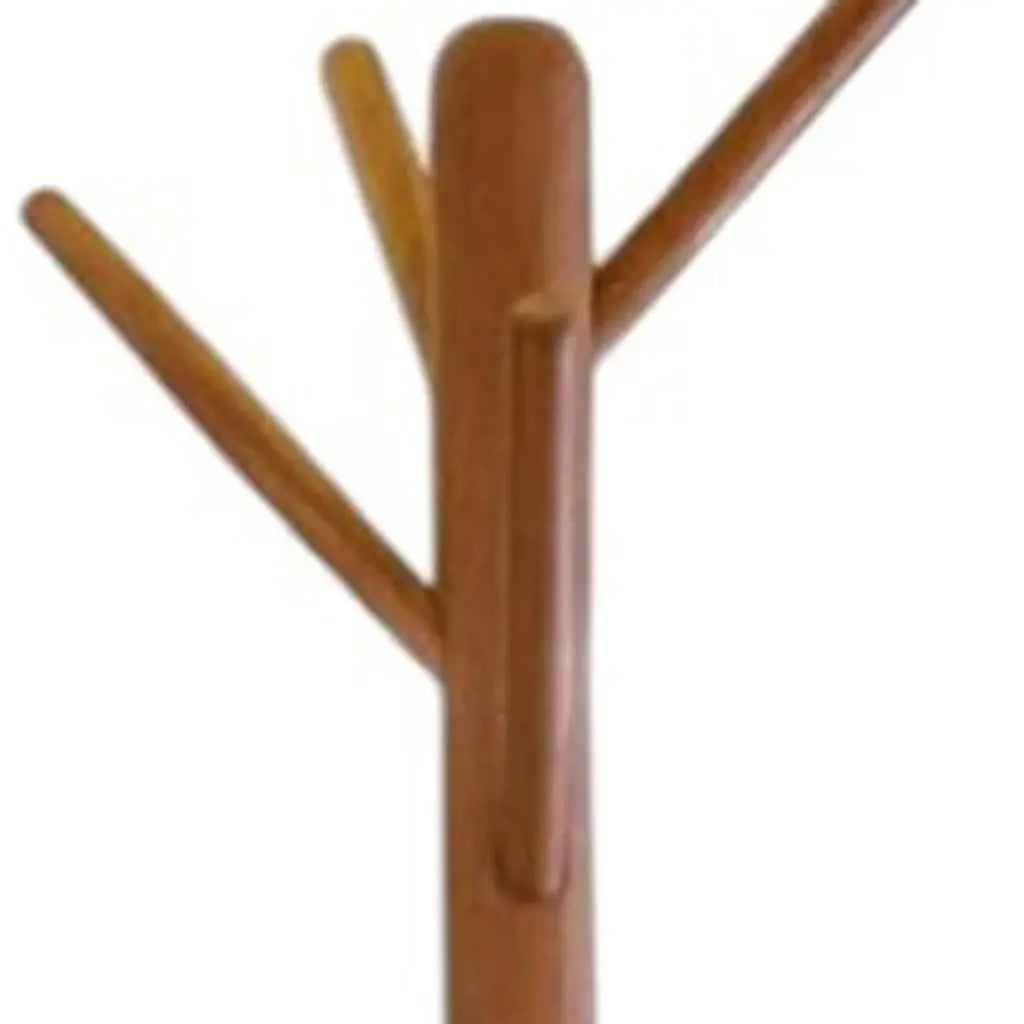 67" Brown Solid Wood Ten Hook Freestanding Coat Rack - Homeroots - Flyclothing LLC