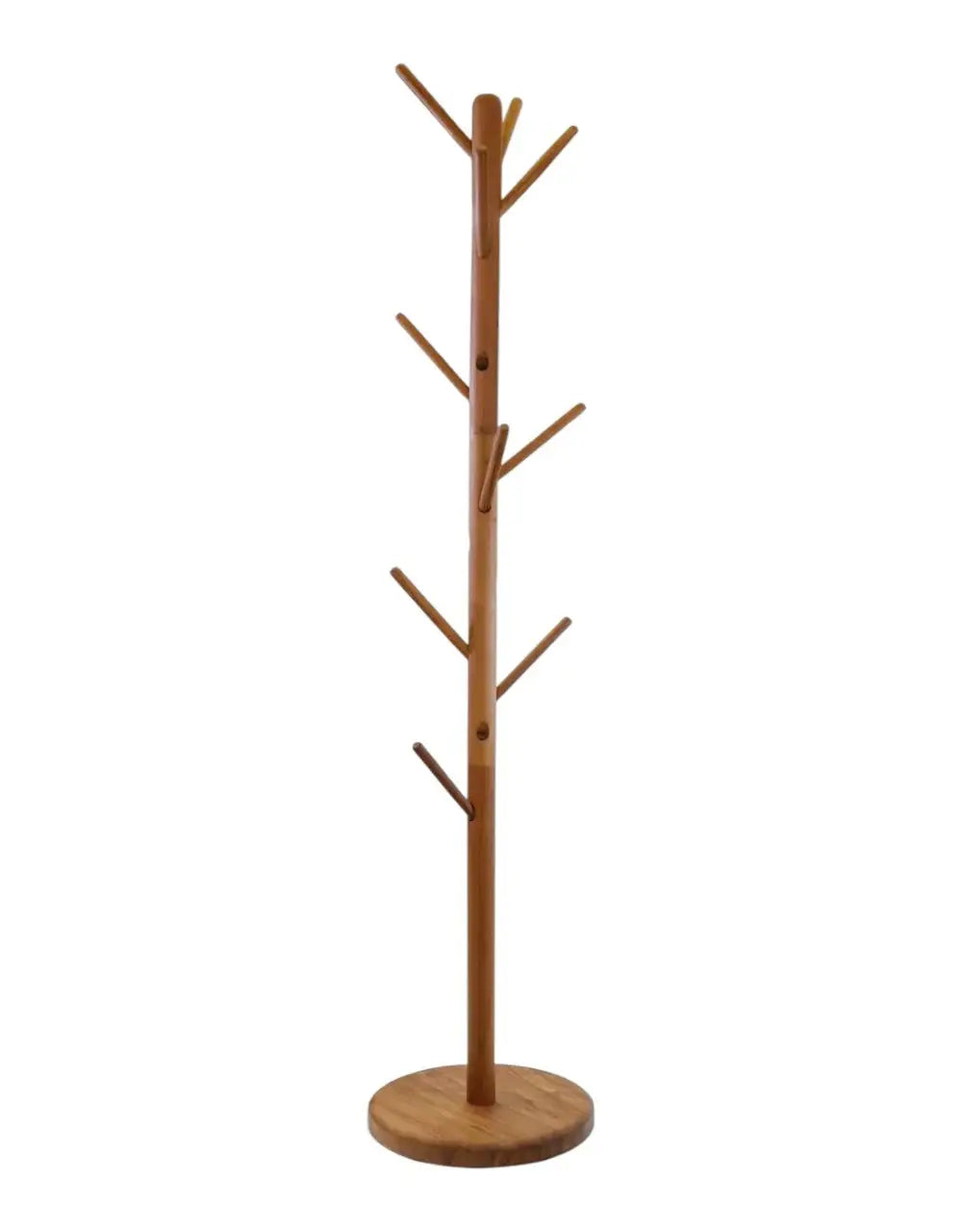 67" Brown Solid Wood Ten Hook Freestanding Coat Rack - Homeroots - Flyclothing LLC