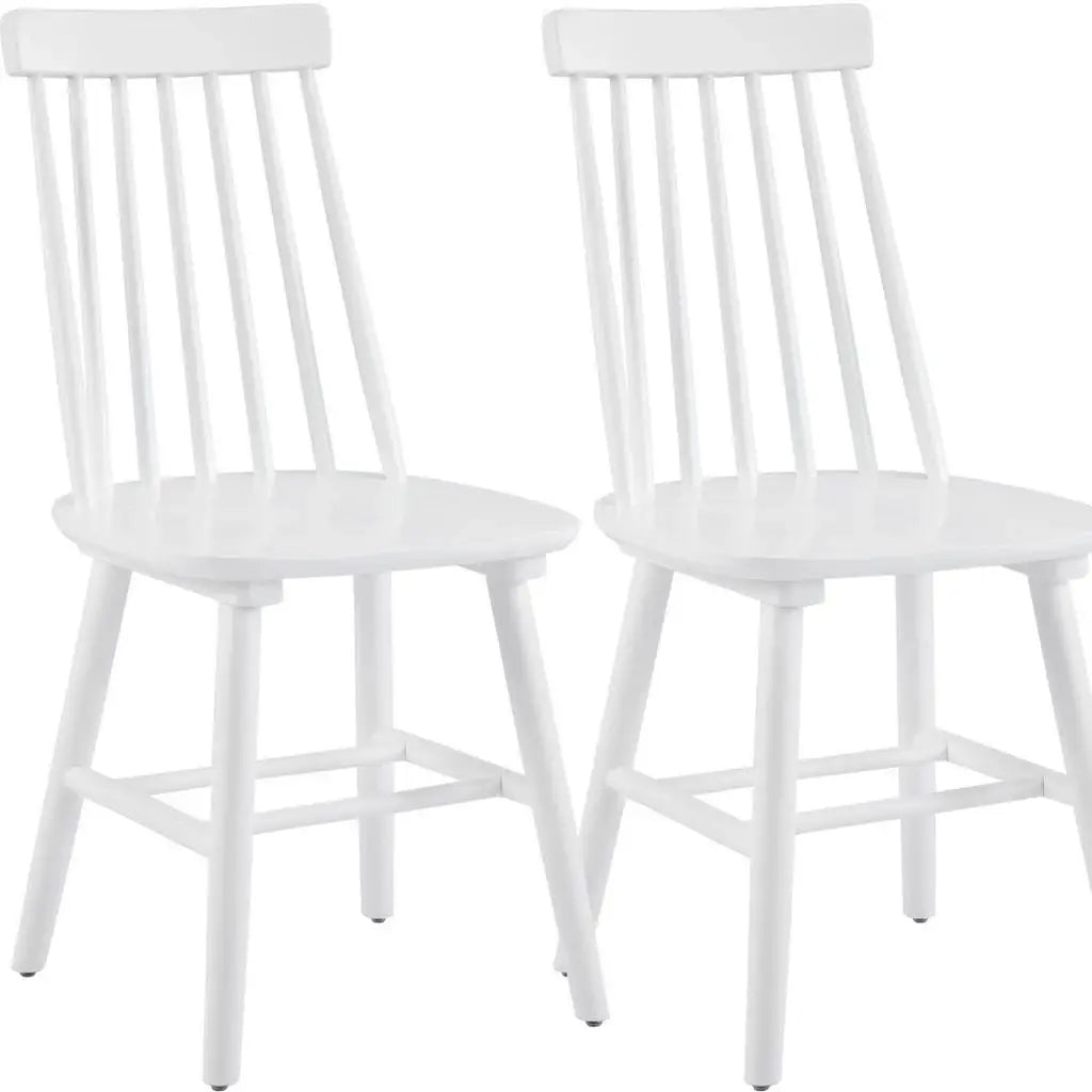 Set of Two White Solid Wood Windsor Back Dining Side Chairs - Homeroots - Flyclothing LLC