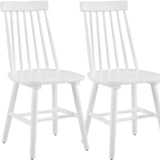 Set of Two White Solid Wood Windsor Back Dining Side Chairs - Homeroots - Flyclothing LLC