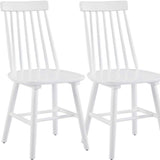 Set of Two White Solid Wood Windsor Back Dining Side Chairs - HomeRoots - Flyclothing LLC