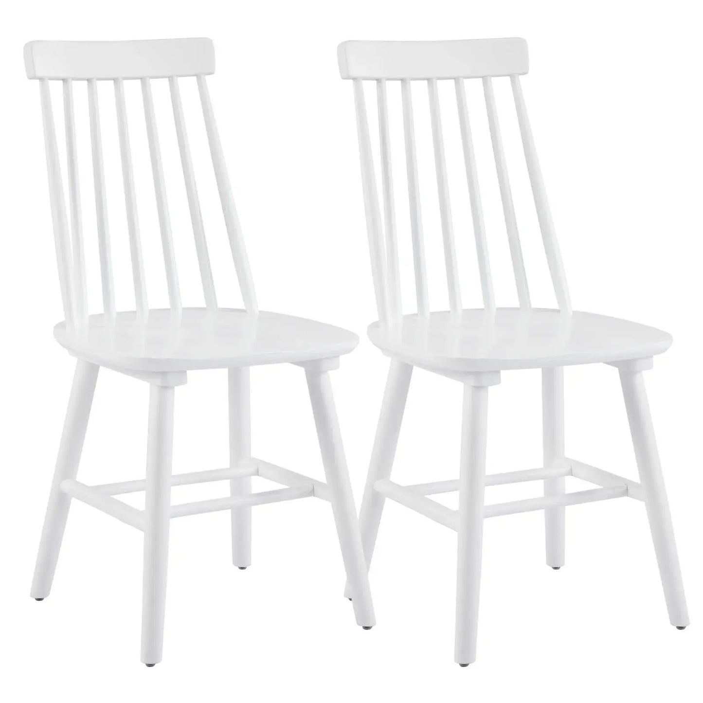 Set of Two White Solid Wood Windsor Back Dining Side Chairs - Homeroots - Flyclothing LLC